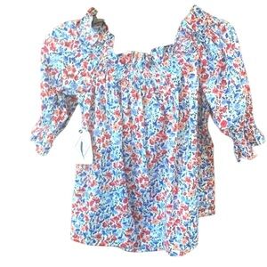 NWT ST. John’s Bay Floral Peasants Blouse Size PS